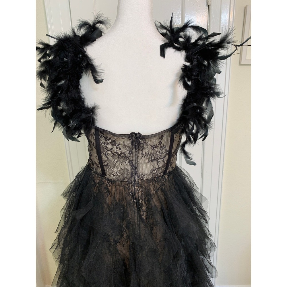 Off-Shoulder Black Lace & Tulle Prom Dress - Picture 9 of 16